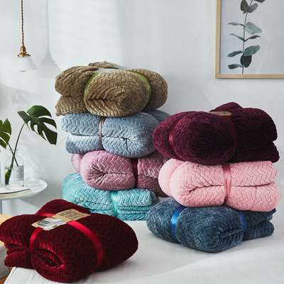 2018秋冬新品奢华提花麦穗羊羔绒毯双层亲肤毯舒适柔软出厂价直销|ms