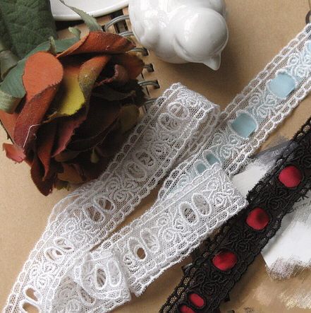 手工DIY辅料-棉网-丝线 蔷薇花团穿带蕾丝 宽2.3cm