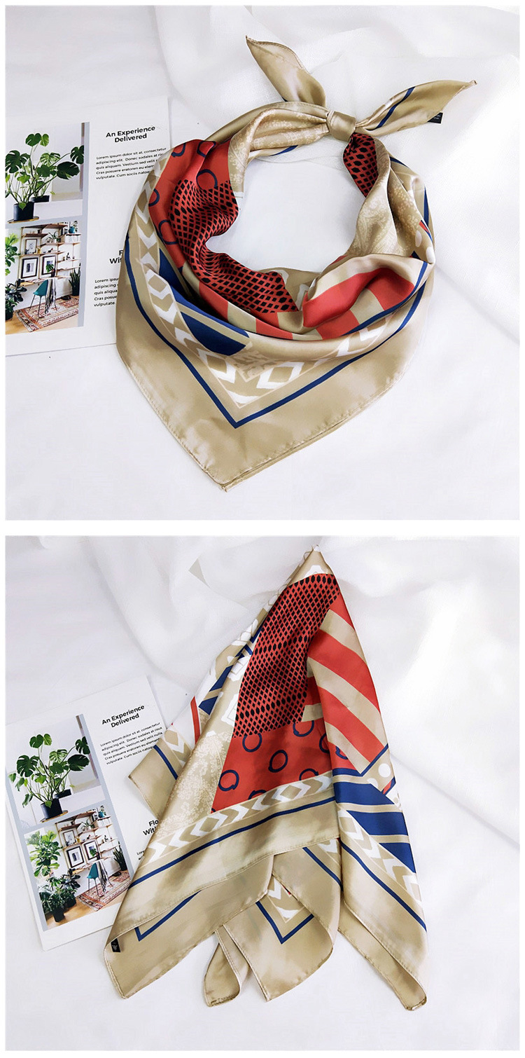 Geometric Small Scarf Female Korean Turban Work Professional Scarf display picture 4