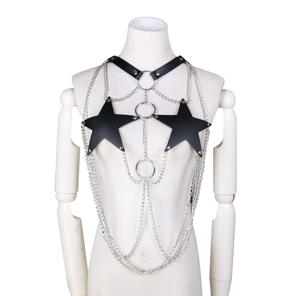 Tienda de fábrica de cuero sexy de cuero vinculante ropa interior de cadena de hierro ropa interior de cinco puntas estrella tubo superior ropa interior sexy juguetes alternativos