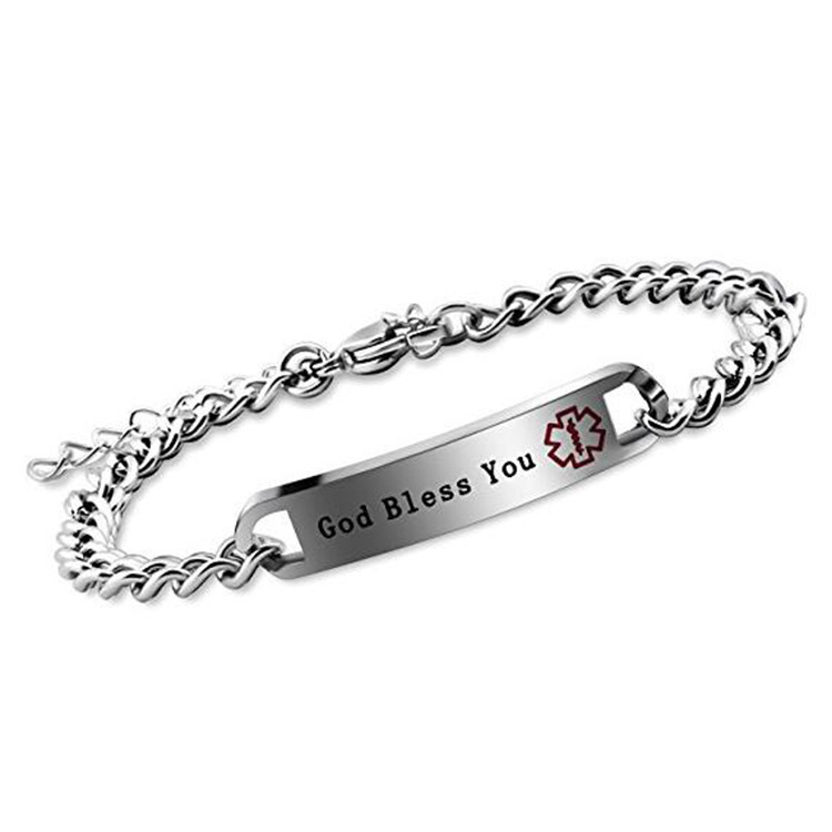 Stainless steel bracelet medical alarm logo titanium steel bracelet metal new manufacturers wholesale customizable logo