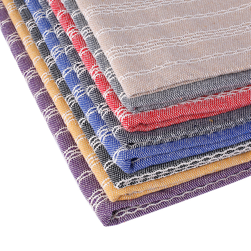 新款 涤棉麻条纹色织布料 家纺手提袋礼盒桌布抱枕箱包鞋材面料