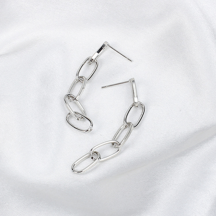 5g Weight No Inlaid Inlay Material Earrings Classification Copper Material Geometric Pattern Women'S Gender Plating Design Fashion Style Rose Gold, Gold, Silver Color Oval Chain Simple Retro Exaggerated Popular Earrings Wholesale 7