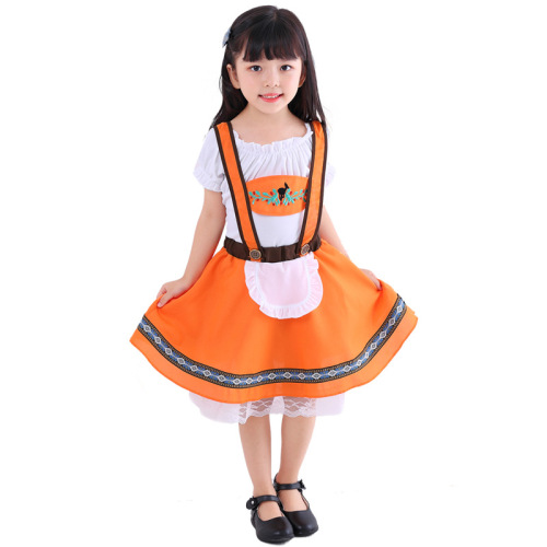 Children orange European German national traditional costume Children's stage play costumes German Oktoberfest clothing