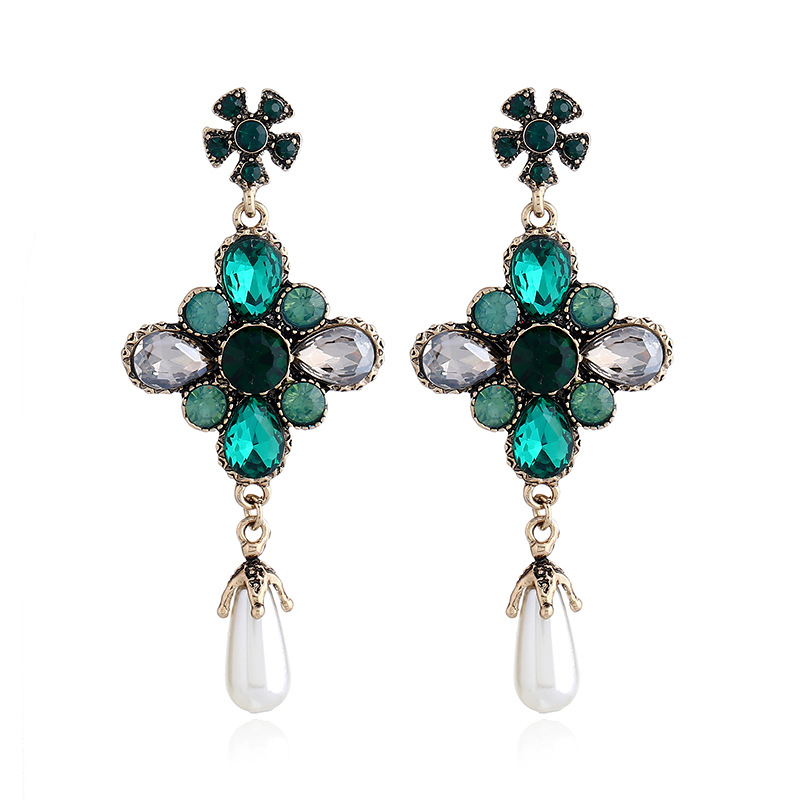 Alloy Fashion Flowers earring(green) NHVA4822-green
