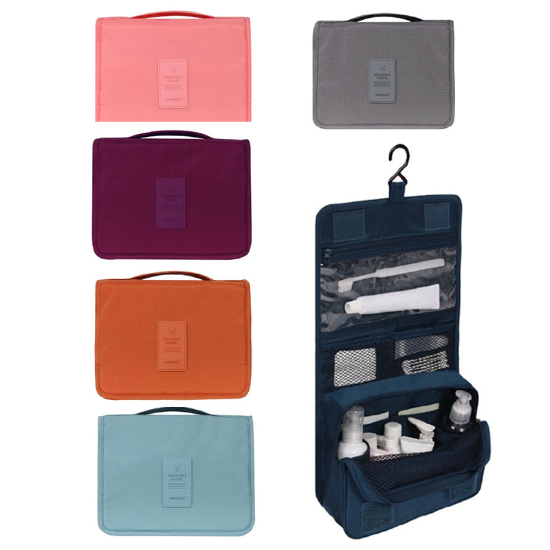 New Korean solid color foldable travel storage toiletry bag, hanging toiletry bag, portable cosmetic bag