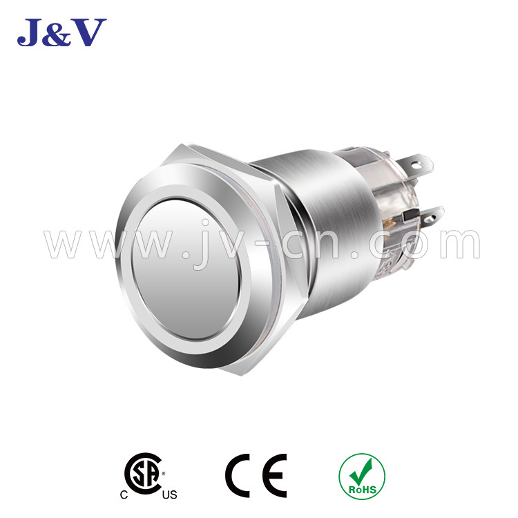 19MM铜镀镍平头防爆按钮开关按压式防滑防水耐用钥匙