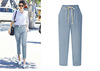 Denim trousers for leisure, Aliexpress, Amazon, European style, elastic waist