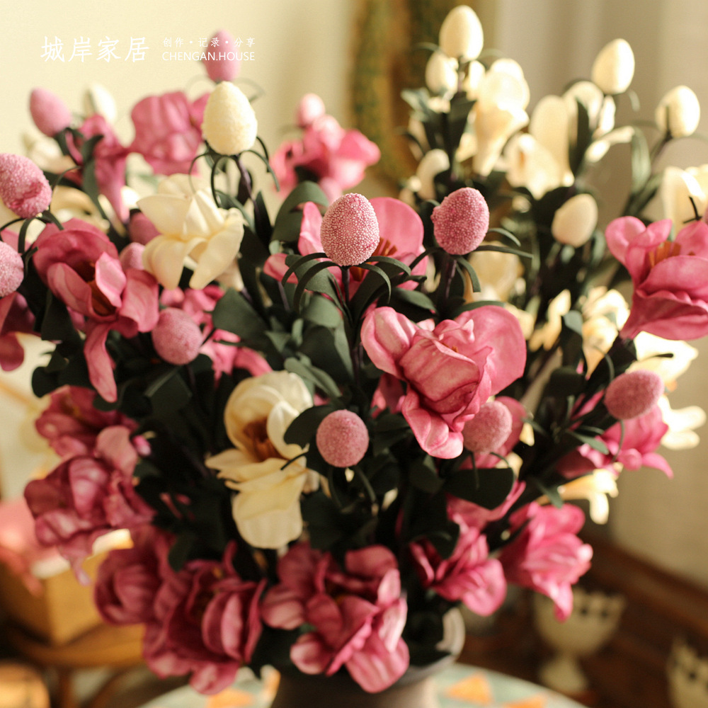 [City shore B0101 ]Magnolia bracteata PE foam Artificial Flower Artificial flower Silk flower Plastic flowers Factory Wholesale