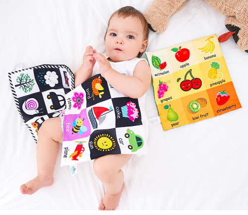Baby nine-square grid newspaper cloth book early education ringing paper tear-resistant cloth book 0-3 years old BB toy ringing paper cloth book