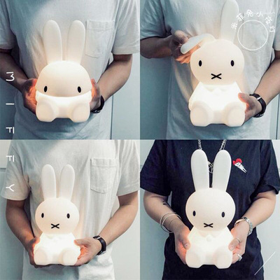 ins定制卡通长耳兔usb充电硅胶玩具拍拍灯 宝宝陪睡喂奶led灯感应|ms