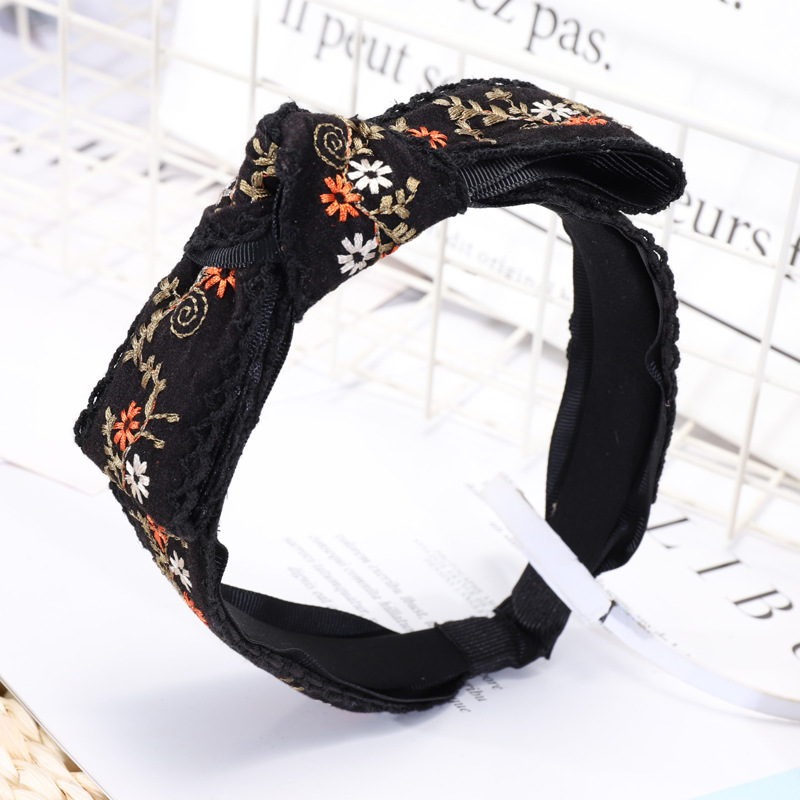 Ethnic Embroidery Lace  Floral Bowknot Fabric Hairband display picture 7