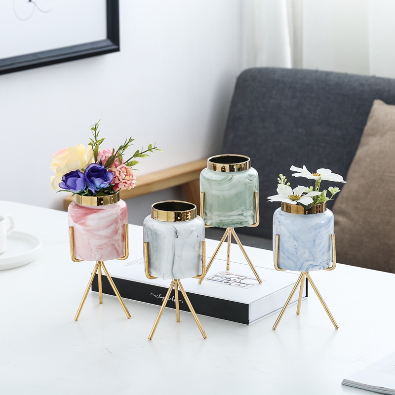 marble ceramic realistic flowerpot flower-shaped