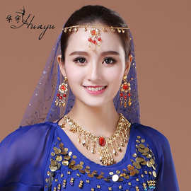 厂家直销 新款肚皮舞饰品印度舞舞台肚皮舞头饰金花头链吊币头饰