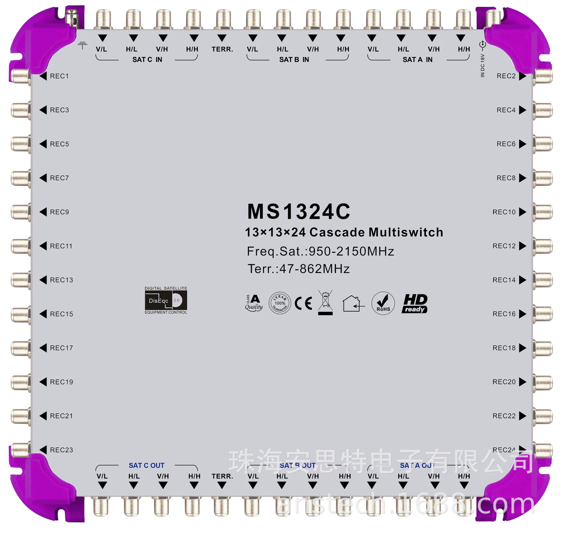 Спутниковый многодорожечный коммутатор MS1316C Multiswitch 13in -level/terminal/terminal/terminal