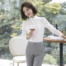 XXN652秋装韩版OL职业衬衫女长袖立领修身打底女士衬衣/一件代发