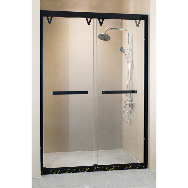 厂价直销黑不锈钢淋浴房钢化玻璃沐浴房卫生间隔断简易一字型浴房