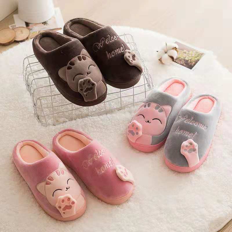originality Cartoon lovers Home Furnishing Cotton-padded shoes lady indoor outdoor non-slip With the bag soft sole winter Plush slipper