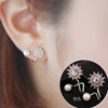 Earrings from pearl, flowered, with snowflakes, wholesale