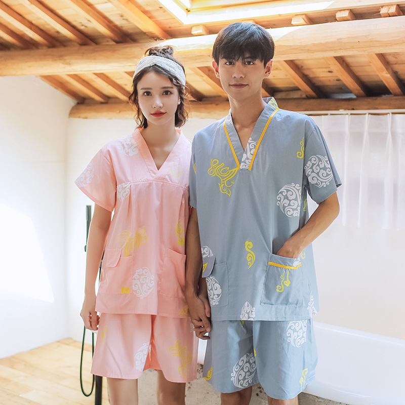 情侣款纯棉浴服纳米汗蒸服大码浴服桑拿服浴衣汗蒸服套装厂家批发|ms