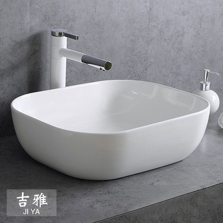 Mesa rectangular de estilo europeo simple cuenca artística cuarto de baño de cerámica borde Delgado lavabo