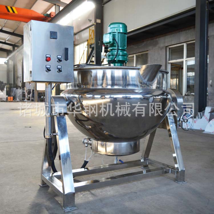 供应华钢机械不锈钢夹层锅 倾斜式导热油夹层锅 控温控时卤煮锅