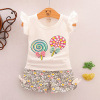 Summer fashionable cute set sleevless girl's, 2023, with short sleeve, Korean style, children's clothing