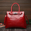 Fashionable lock, one-shoulder bag, crocodile print