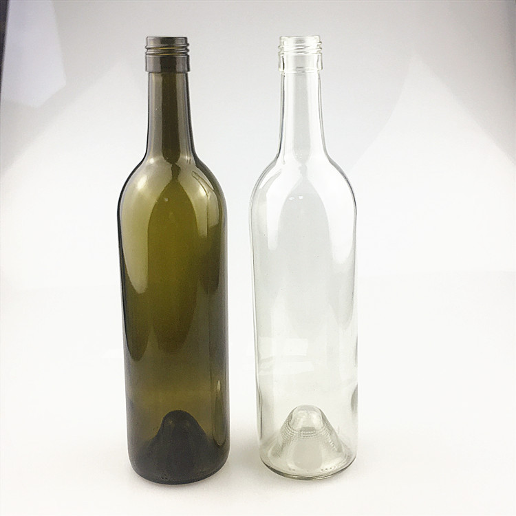 750ml螺口红酒瓶 透明玻璃酒瓶 墨绿色 褐色酒瓶