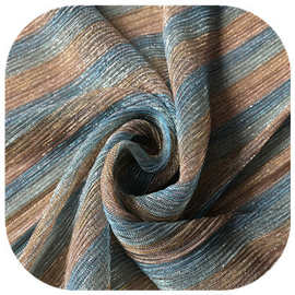 亮晶晶绉布夏季女装时装幻灯丝压皱亮丝金银丝条纹半透童装面料