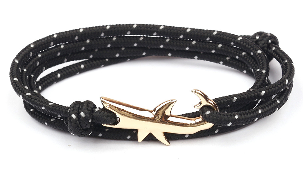 12g Weight Bracelets Classification Alloy, rope Chain Material 1 Piece Quantity Holiday, Daily, Street Occasion Alloy, rope Material Shark Pattern Men's Gender Layered Design Casual, Simple Style Style Casual Simple Style Shark Alloy Rope Layered Men's Bracelets Men's Chain Bracelets 12