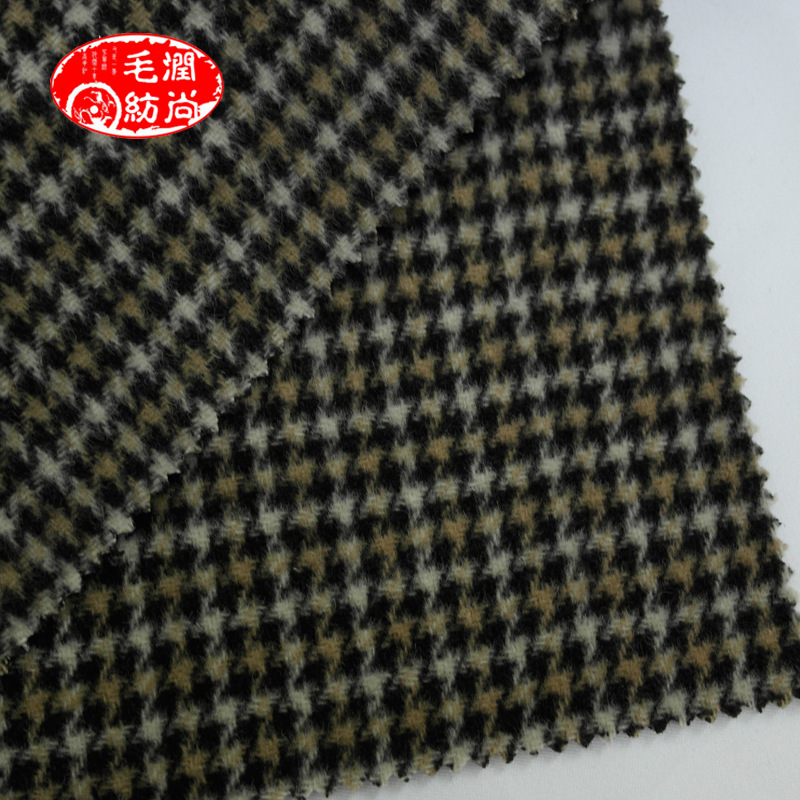 女装双面格子100%羊毛呢绒 秋冬时装全羊毛双面羊绒千鸟格面料