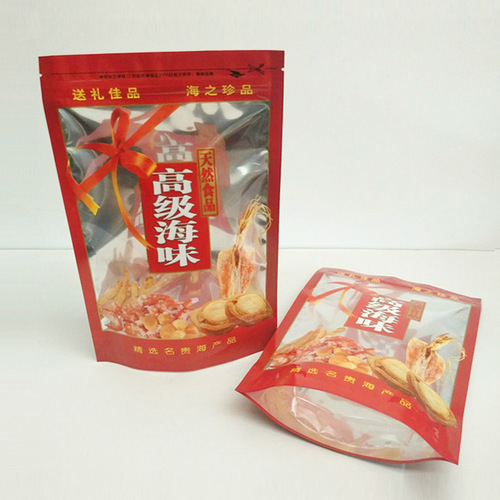 Plastic packaging bags, PET self-standing and self-sealing seafood packaging bags, yin and yang bags, dried squid and sea cucumber dry goods packaging bags