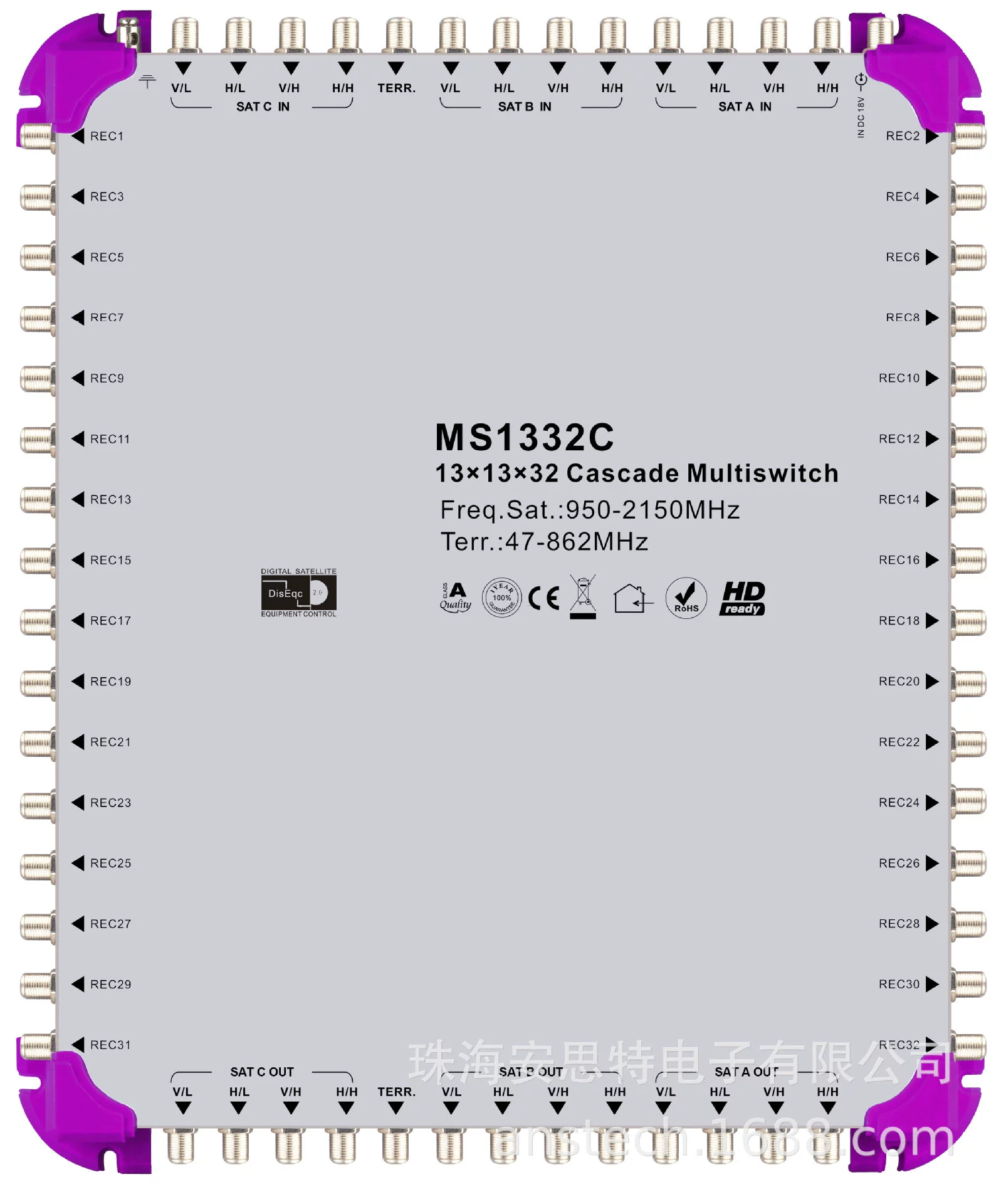 Спутниковый многодорожечный коммутатор MS1316C Multiswitch 13in -level/terminal/terminal/terminal