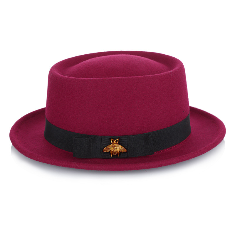 Sombrero de otoño e invierno lana pura Jazz sombrero moda abeja accesorios tradicional artesanía fieltro sombrero fábrica al por mayor