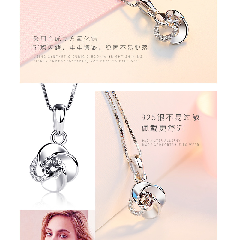 Four-leaf Clover Rotating Pendant Fashion Simple Crystal Clavicle Chain Jewelry Wholesale display picture 4