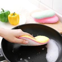 2054厨房强力不沾油纤维洗碗巾刷碗布抹布海绵双面洗锅刷除垢
