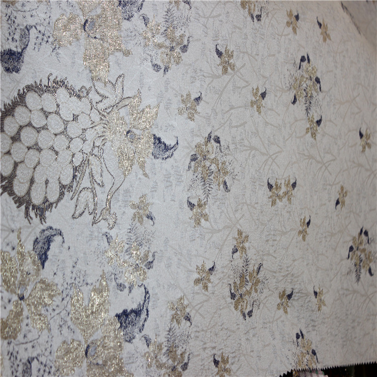 孔翟图案80公分定花图案色织提花布面料适用于服装装饰沙发布
