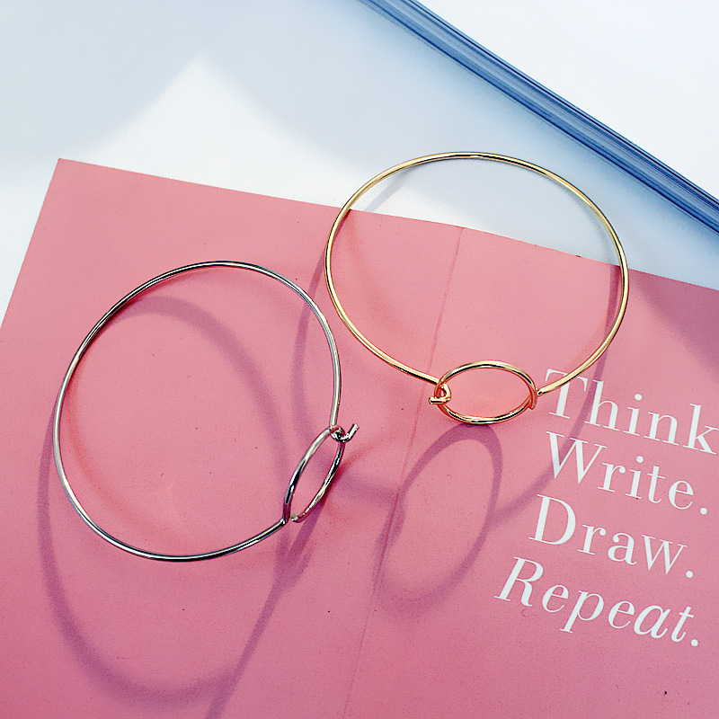 fashion simple hollow round geometric open alloy bracelet