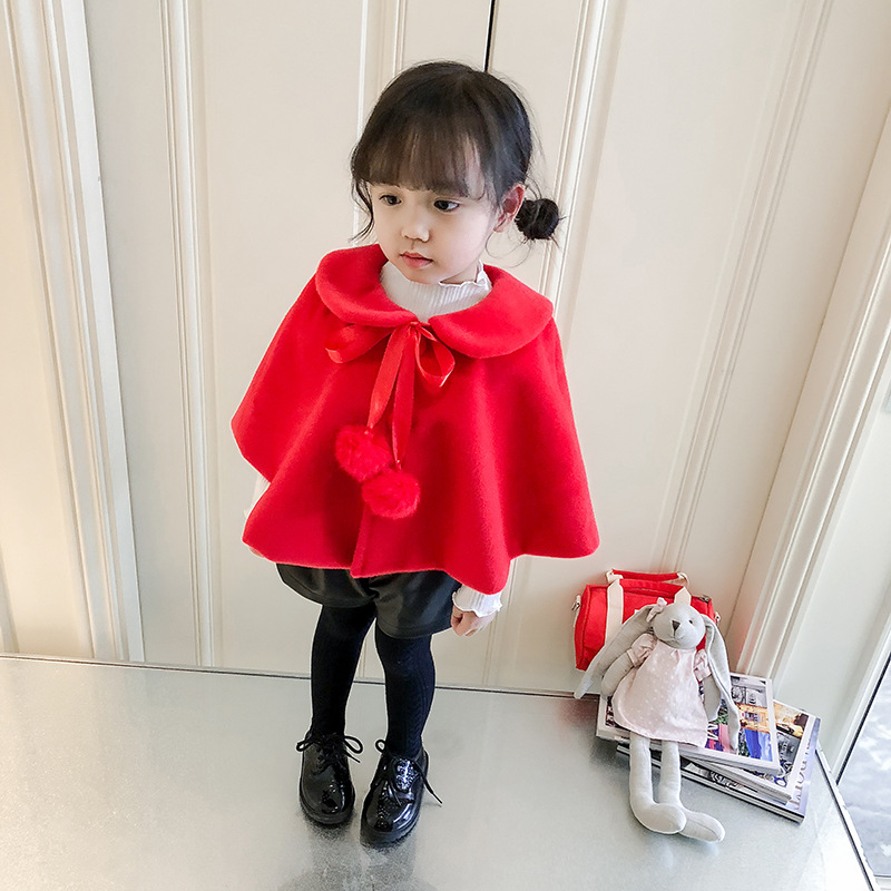 壹件代發嬰兒鬥篷2018秋冬新款寶寶洋氣公主外出披風加絨外套1026