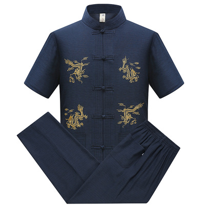 Tang suit shirt for male nationality clothing style suit Chong men Short Sleeve Shirt for Men