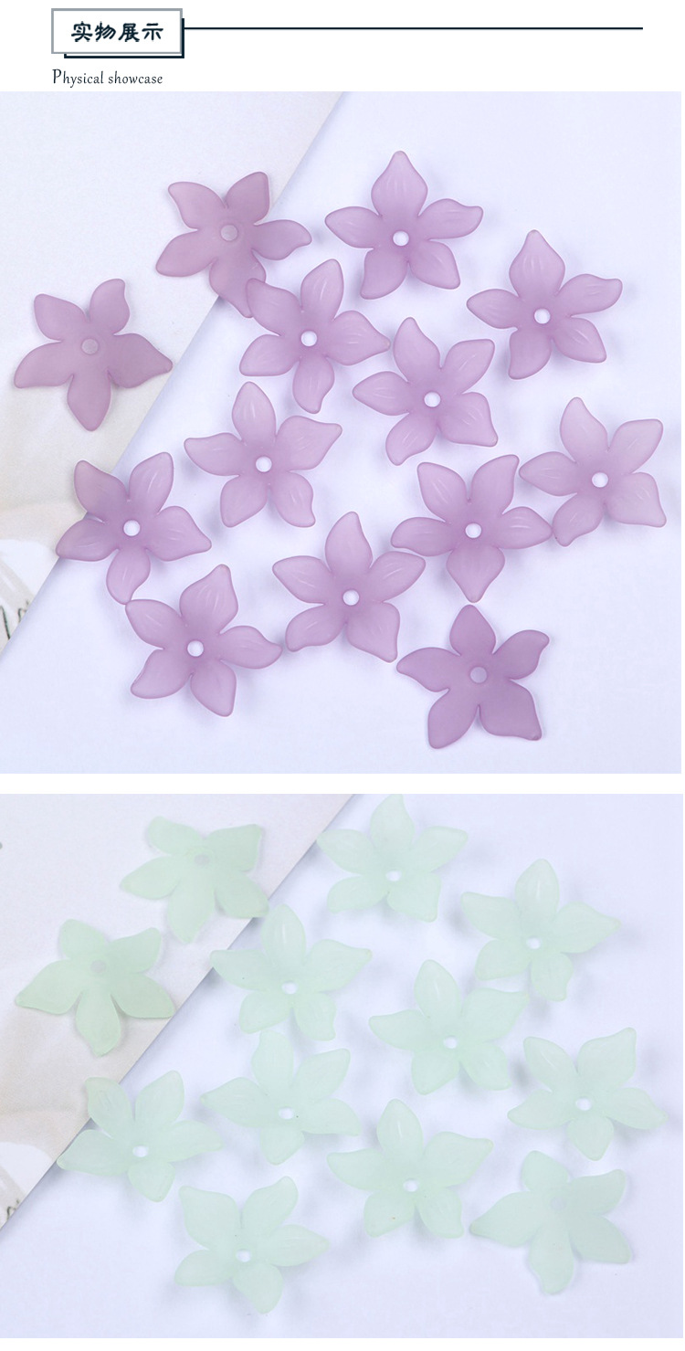 Factory direct sales of 22mm mid-hole five-petal flower Korean-style bride headwear flower acrylic scattered beads ancient-style hairpin accessories detail image 4