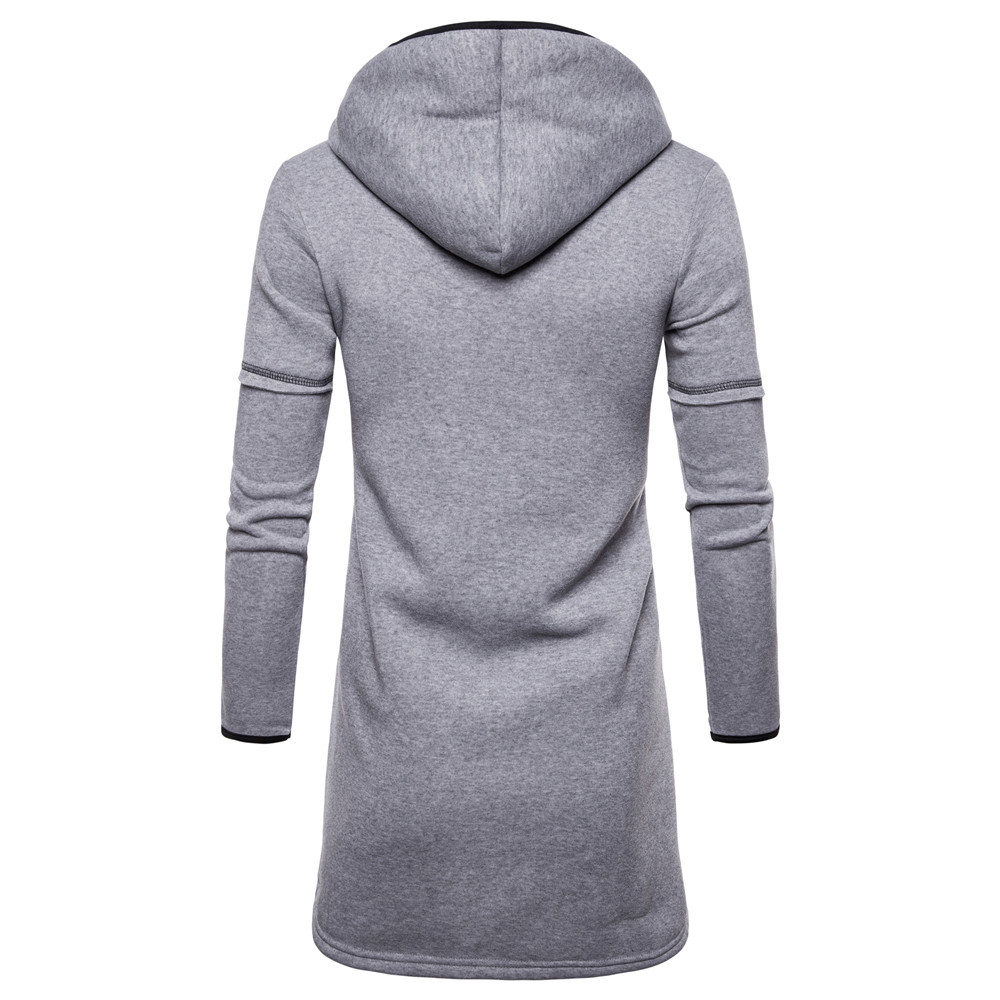 2020 autumn and winter foreign trade new European and American Style Men's long sleeve cardigan hooded solid color men's sweater coat trend