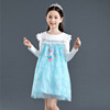 2019 new pattern Girls dress Long sleeve Snow Romance Princess Dress Cartoon pattern children Lace Gauze skirt