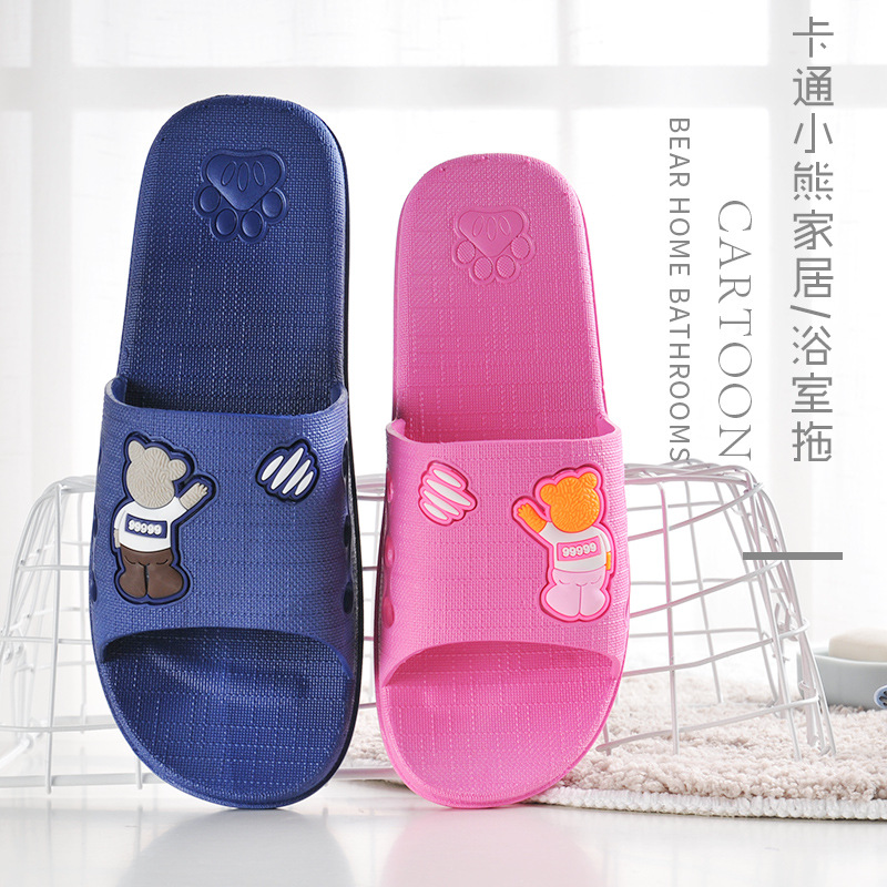 Cartoon Little Bear Shower Room slipper non-slip The thickness of the bottom Word tow lovers Home take a shower Home Furnishing slipper wholesale