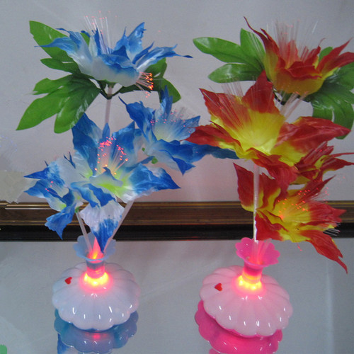Decorative Flower Creative Gift Fiber Optic Flower Glittering Flower Rainbow Automatic Color Changing Home Decor Flower