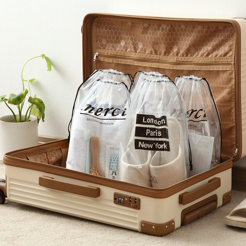 Storage bag waterproof portable transparent bag for storing shoes travel women's drawstring bag clothing drawstring bag shoe bag