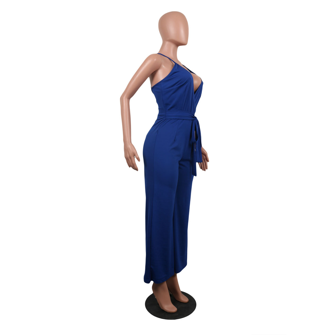 Summer Popular Classic Solid Color V neck Brace Jumpsuit