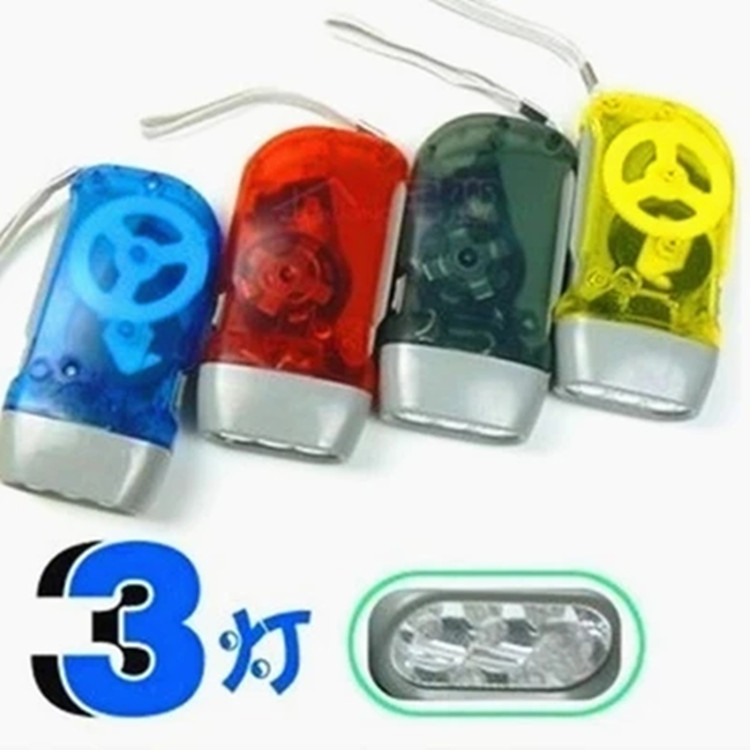 三灯手压电筒 透明LED手捏环保手电筒 手摇发手电筒急救包配件