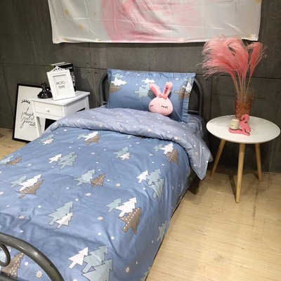 一件代发纯棉简约清新三件套单人宿舍三件套全棉学生套件批发团购|ru